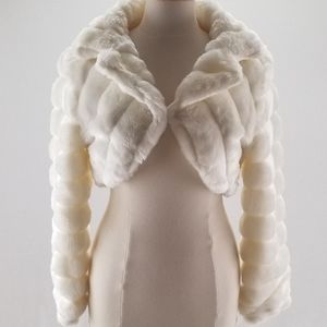 Women's White Faux Fur Bridal Wedding Shawl style Jacket